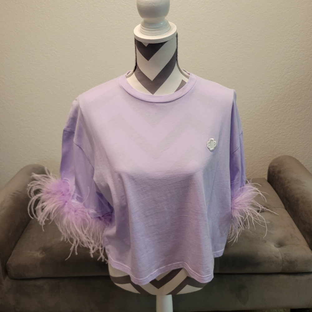 Maje Feather Trim Crop Top - Picture 4 of 4
